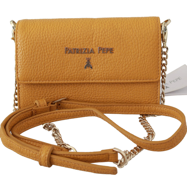 Patrizia Pepe Chic Yellow Leather Shoulder Bag