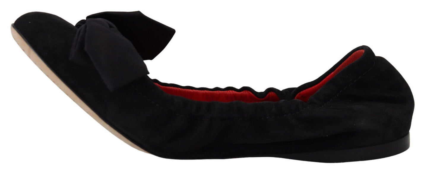 Dolce & Gabbana Elegant Black Suede Ballet Flats - EU37/US6.5