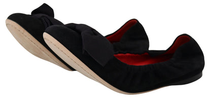 Dolce & Gabbana Elegant Black Suede Ballet Flats - EU37/US6.5