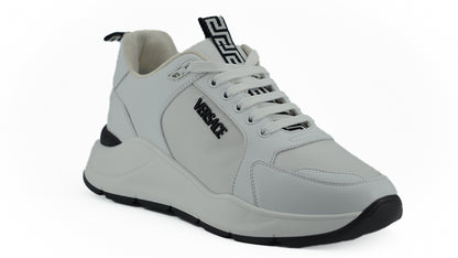 Versace Sleek White Calf Leather Sneakers - EU44/US11