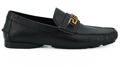 Versace Elegant Black Calf Leather Men’s Loafers - EU39/US6