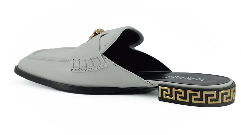 Versace Elegant White Leather Flat Slides - EU36/US6