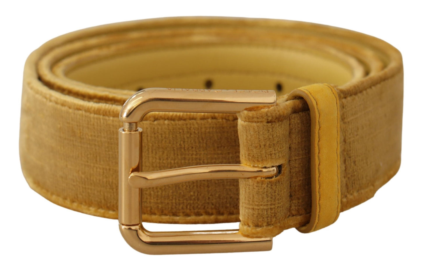 Dolce & Gabbana Elegant Velvet Designer Gold-Buckled Belt - 85 cm / 34 Inches