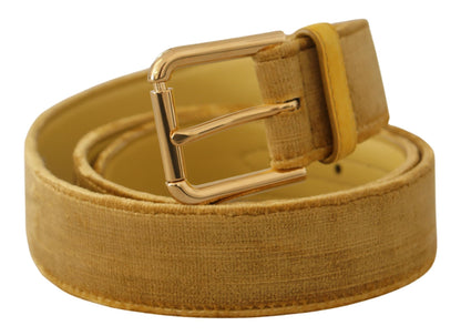 Dolce & Gabbana Elegant Velvet Designer Gold-Buckled Belt - 85 cm / 34 Inches