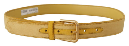 Dolce & Gabbana Elegant Velvet Designer Gold-Buckled Belt - 85 cm / 34 Inches