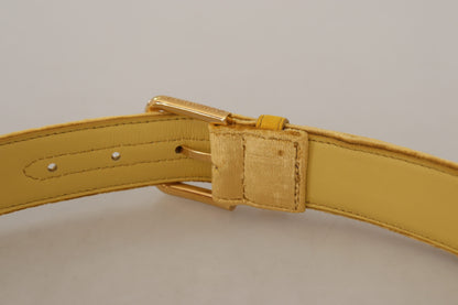 Dolce & Gabbana Elegant Velvet Designer Gold-Buckled Belt - 85 cm / 34 Inches