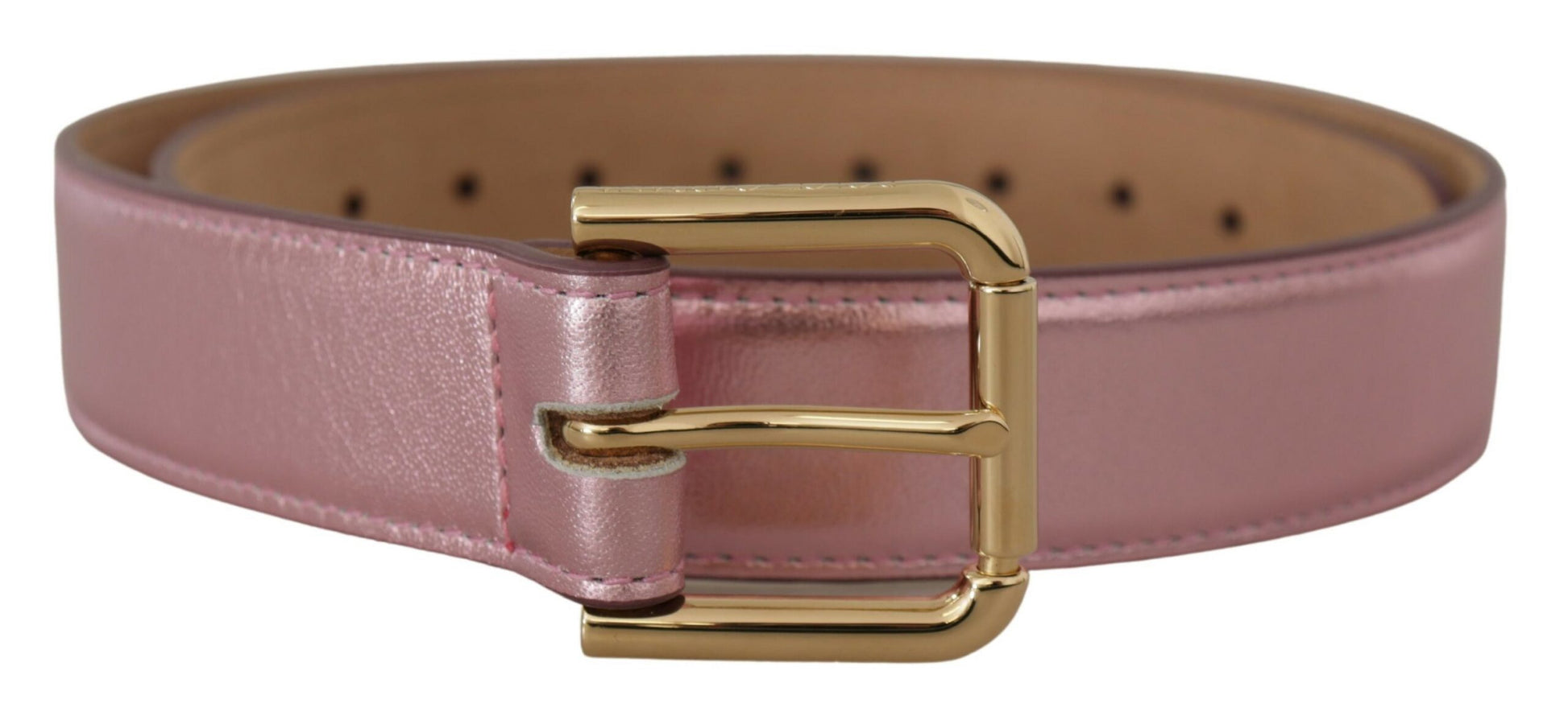 Dolce & Gabbana Elegant Metallic Pink Leather Belt - 70 cm / 28 Inches