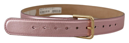 Dolce & Gabbana Elegant Metallic Pink Leather Belt - 70 cm / 28 Inches