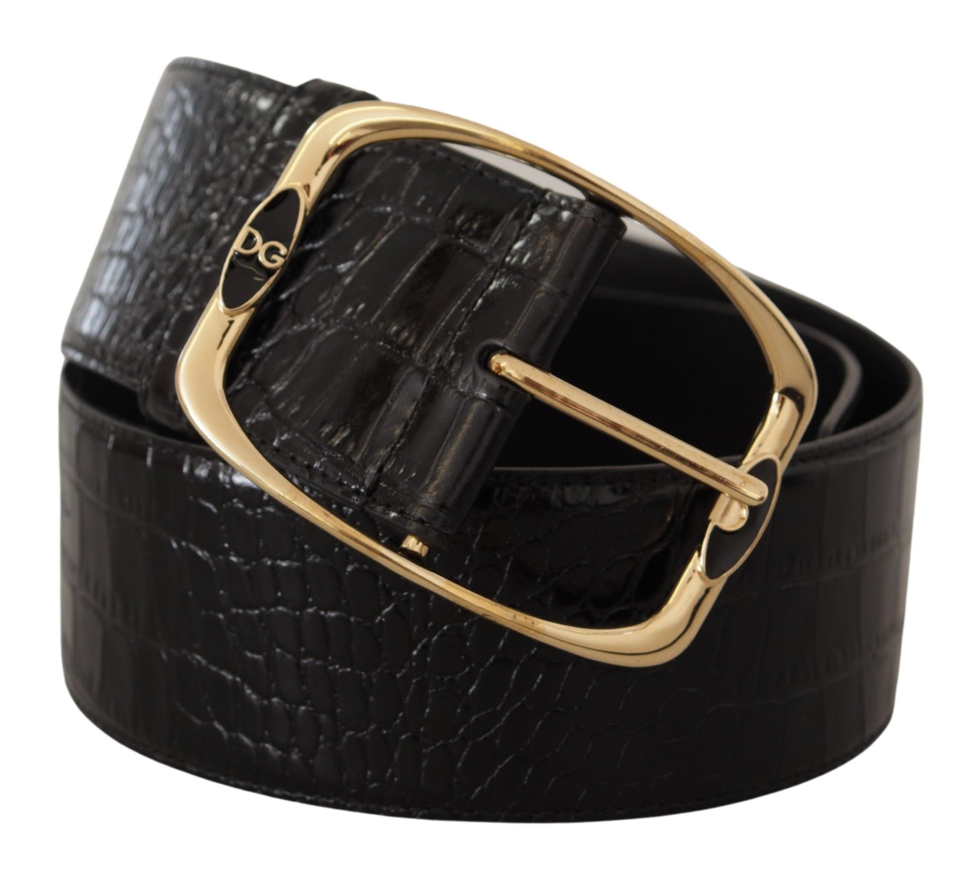 Dolce & Gabbana Elegant Black Leather Logo Belt - 75 cm / 30 Inches