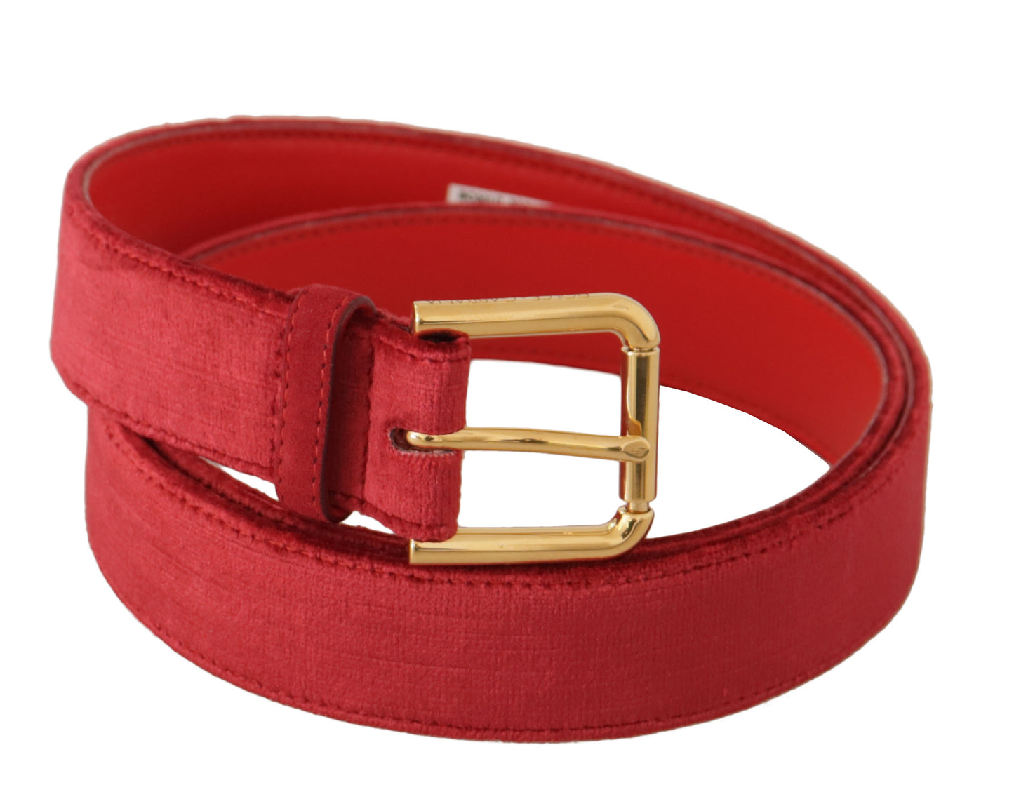 Dolce & Gabbana Elegant Red Suede Designer Belt - 85 cm / 34 Inches