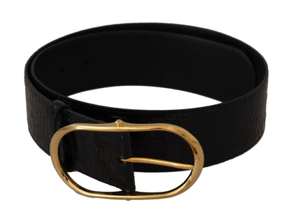 Dolce & Gabbana Chic Black Leather Logo Belt - 80 cm / 32 Inches