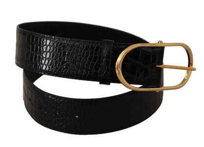 Dolce & Gabbana Chic Black Leather Logo Belt - 80 cm / 32 Inches