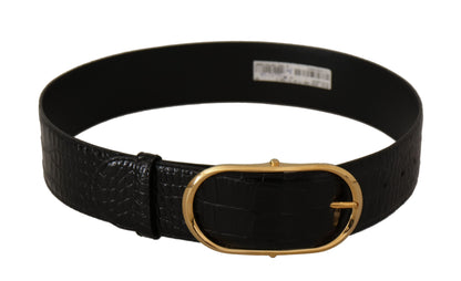 Dolce & Gabbana Chic Black Leather Logo Belt - 80 cm / 32 Inches