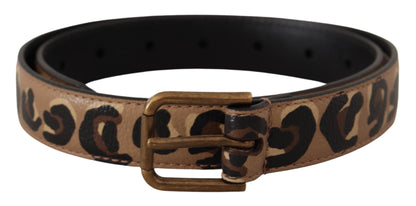 Dolce & Gabbana Elegant Leather Engraved Buckle Belt - 65 cm / 26 Inches