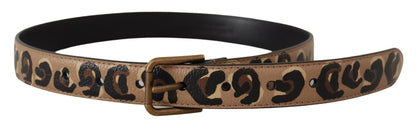 Dolce & Gabbana Elegant Leather Engraved Buckle Belt - 65 cm / 26 Inches