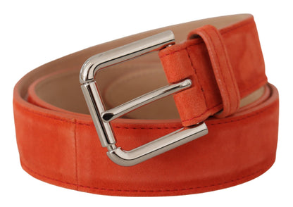 Dolce & Gabbana Elegant Suede Leather Belt in Vibrant Orange - 75 cm / 30 Inches