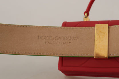 Dolce & Gabbana Elegant Leather Belt with Mini Bag Accessory - 70 cm / 28 Inches