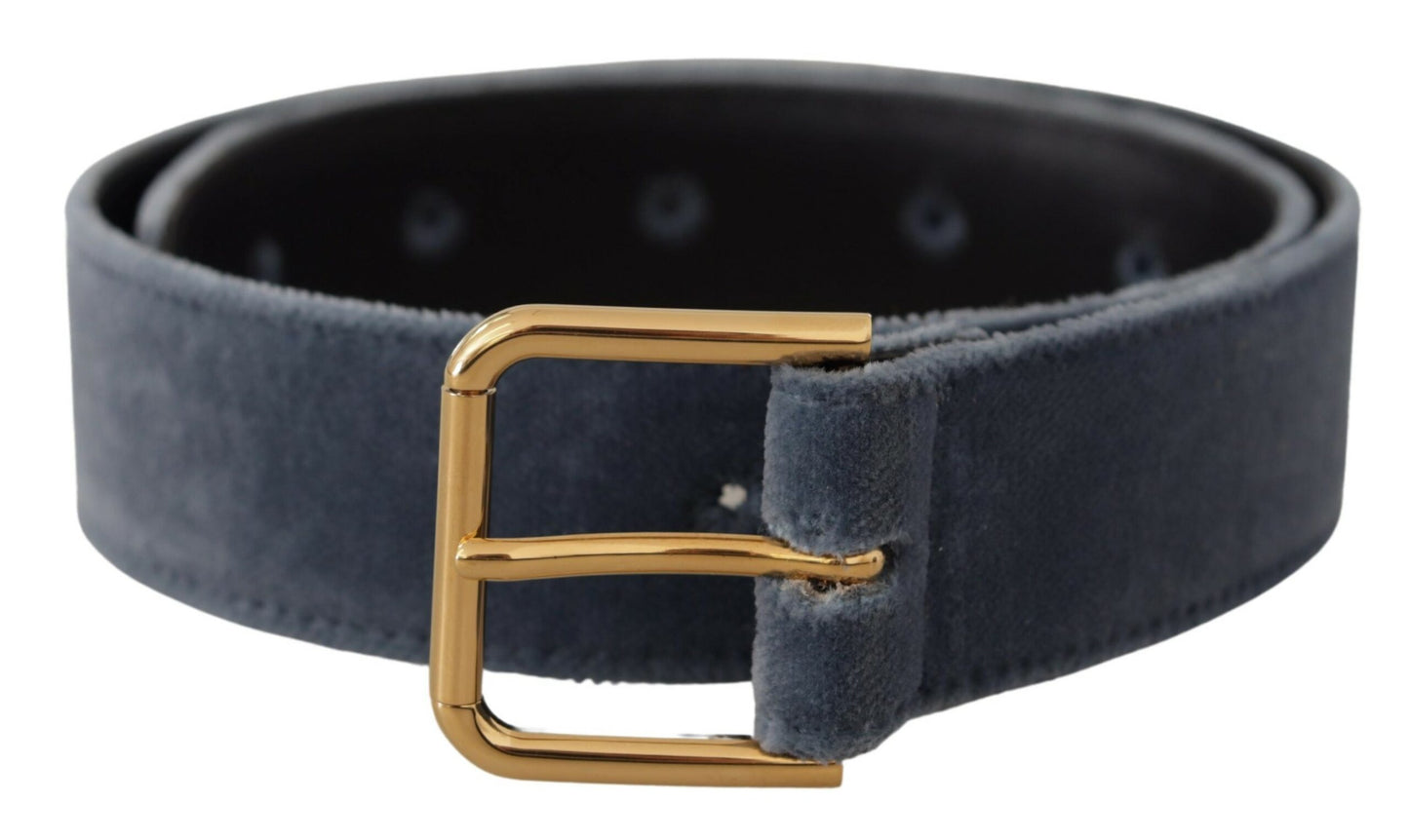 Dolce & Gabbana Elegant Navy Velvet Designer Belt - 60 cm / 24 Inches