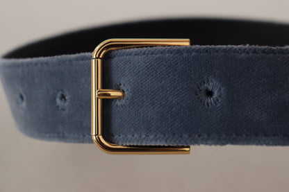 Dolce & Gabbana Elegant Navy Velvet Designer Belt - 60 cm / 24 Inches