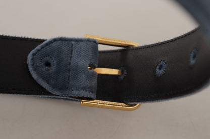 Dolce & Gabbana Elegant Navy Velvet Designer Belt - 60 cm / 24 Inches