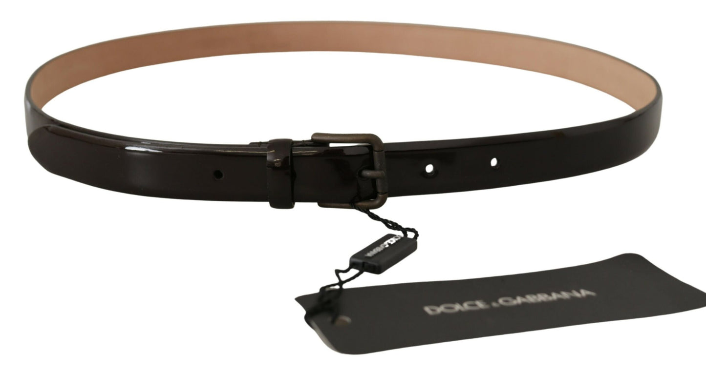 Dolce & Gabbana Elegant Black Leather Logo Buckle Belt - 90 cm / 36 Inches