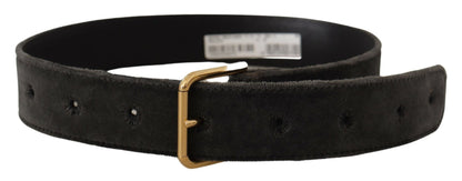 Dolce & Gabbana Elegant Velvet Belt with Engraved Buckle - 60 cm / 24 Inches