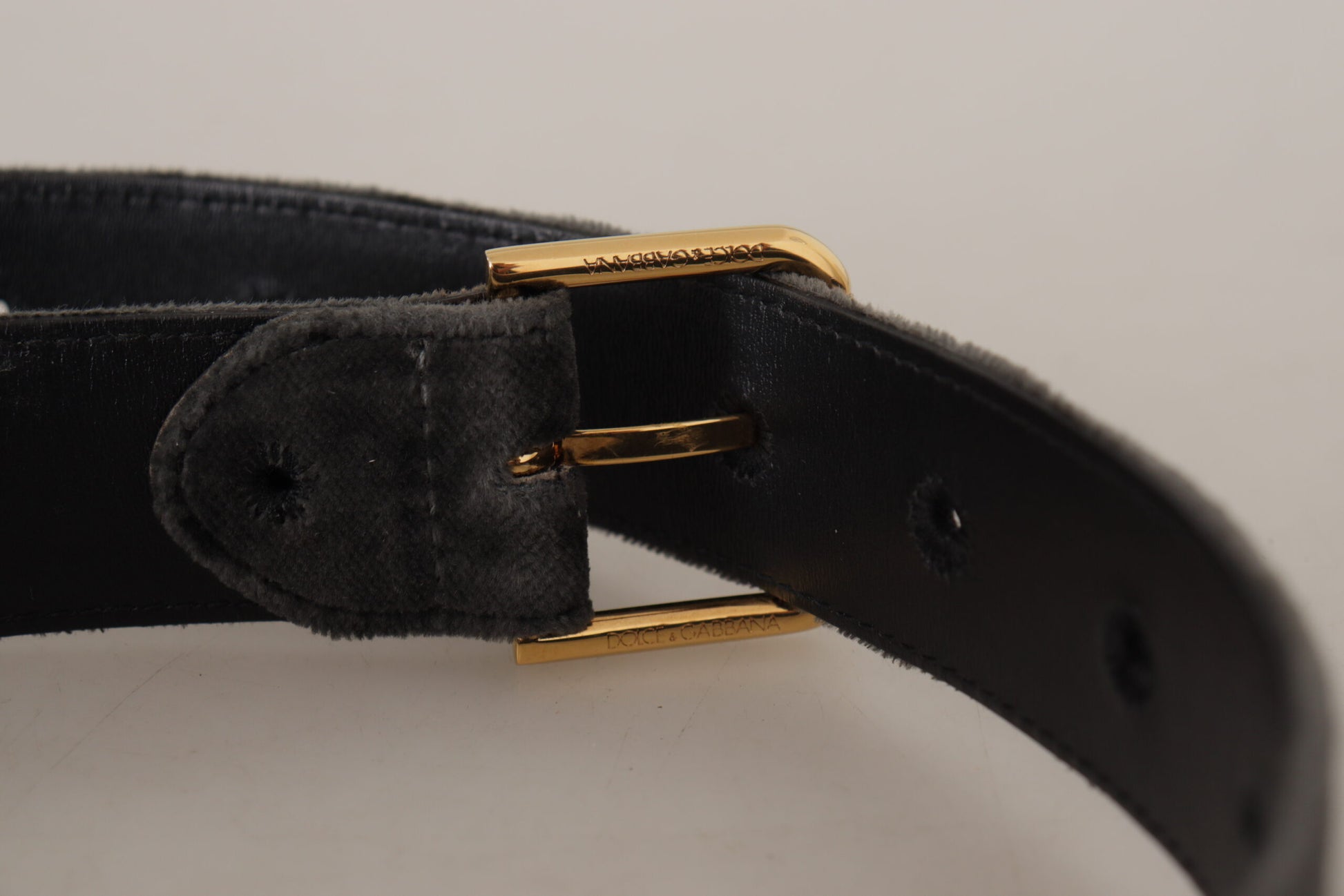 Dolce & Gabbana Elegant Velvet Belt with Engraved Buckle - 60 cm / 24 Inches