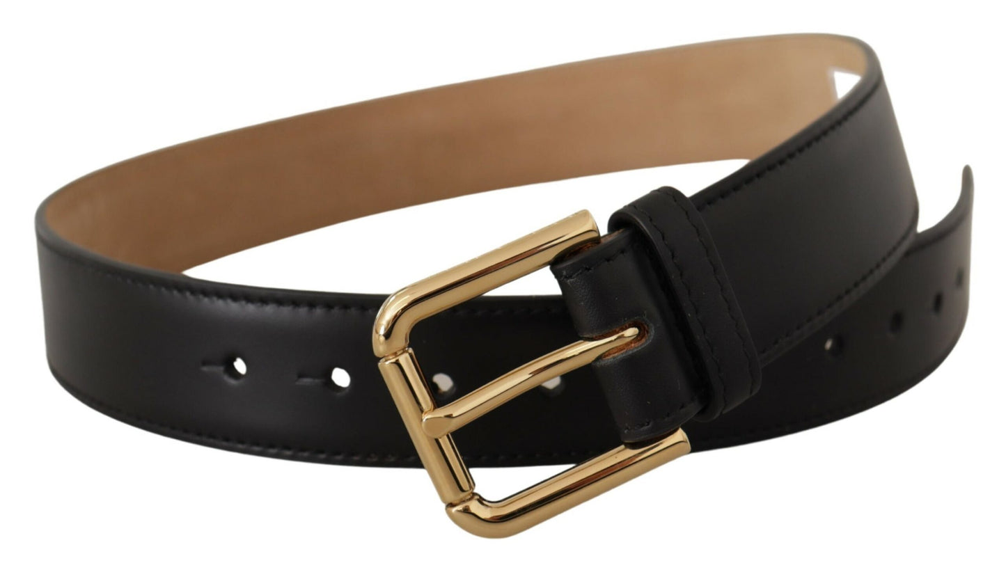 Dolce & Gabbana Elegant Leather Belt with Logo Buckle - 60 cm / 24 Inches