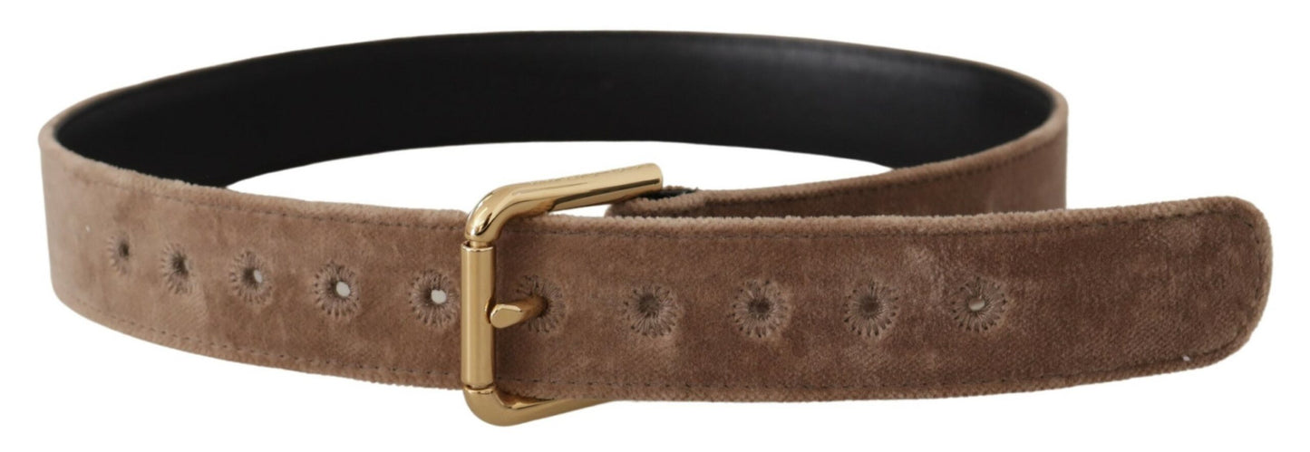 Dolce & Gabbana Elegant Velvet Logo Buckle Belt - 65 cm / 26 Inches