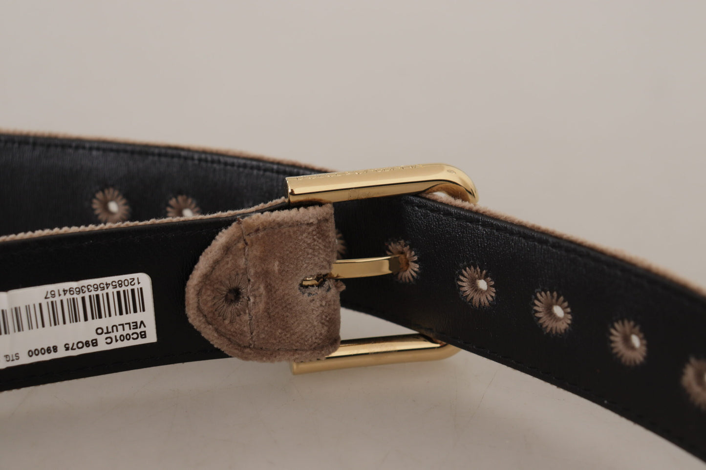 Dolce & Gabbana Elegant Velvet Logo Buckle Belt - 65 cm / 26 Inches