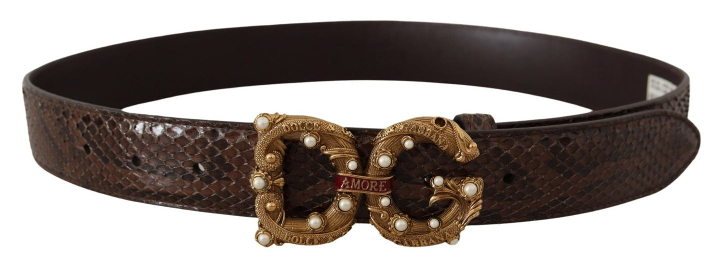 Dolce & Gabbana Elegant Snakeskin Leather Belt - 70 cm / 28 Inches