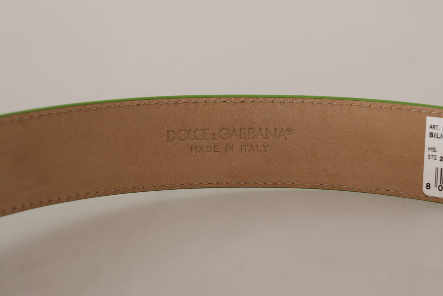 Dolce & Gabbana Chic Emerald Leather Belt with Engraved Buckle - 70 cm / 28 Inches