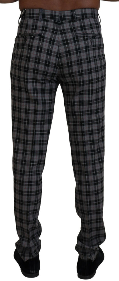 BENCIVENGA Elegant Gray Checked Gentleman’s Chinos - IT46 | S