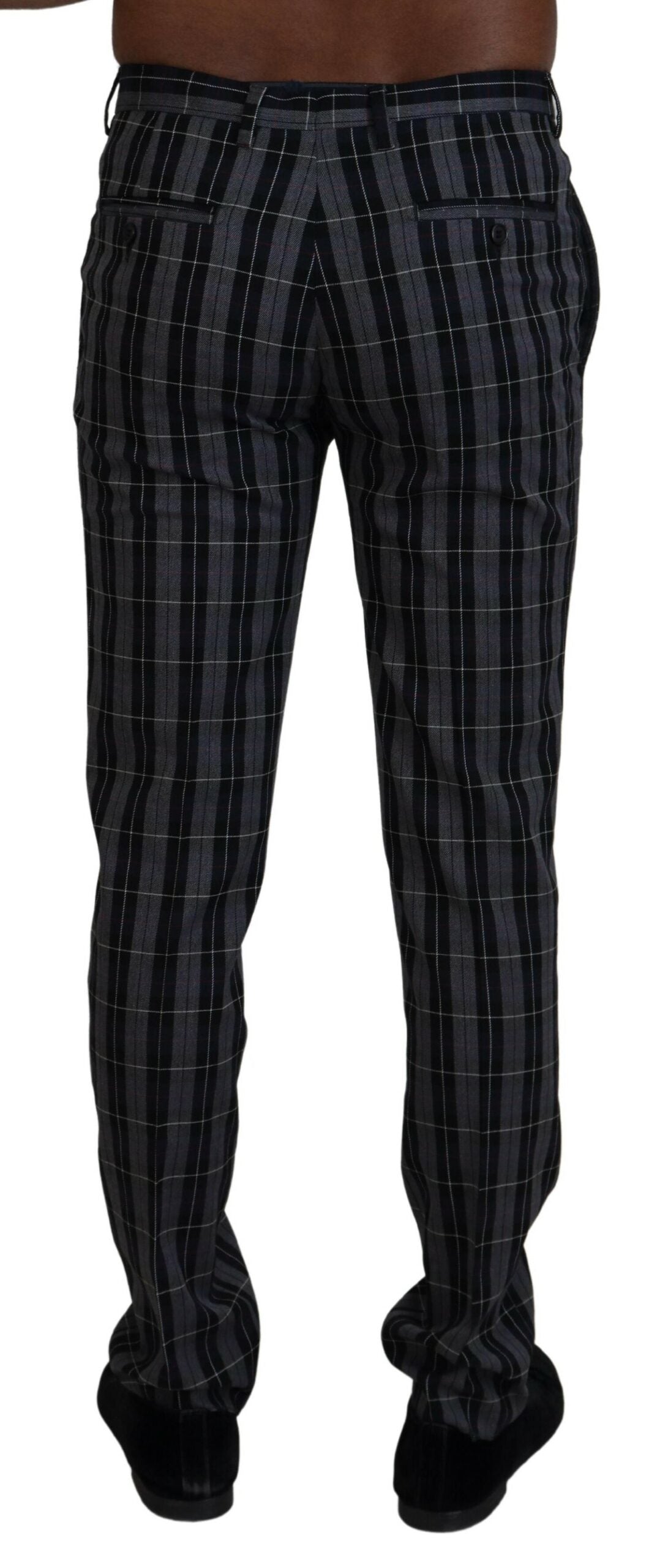 BENCIVENGA Elegant Gray Checkered Wool Chino Pants - IT46 | S