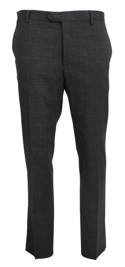 BENCIVENGA Elegant Checkered Wool Dress Pants for Men - IT54 | XL