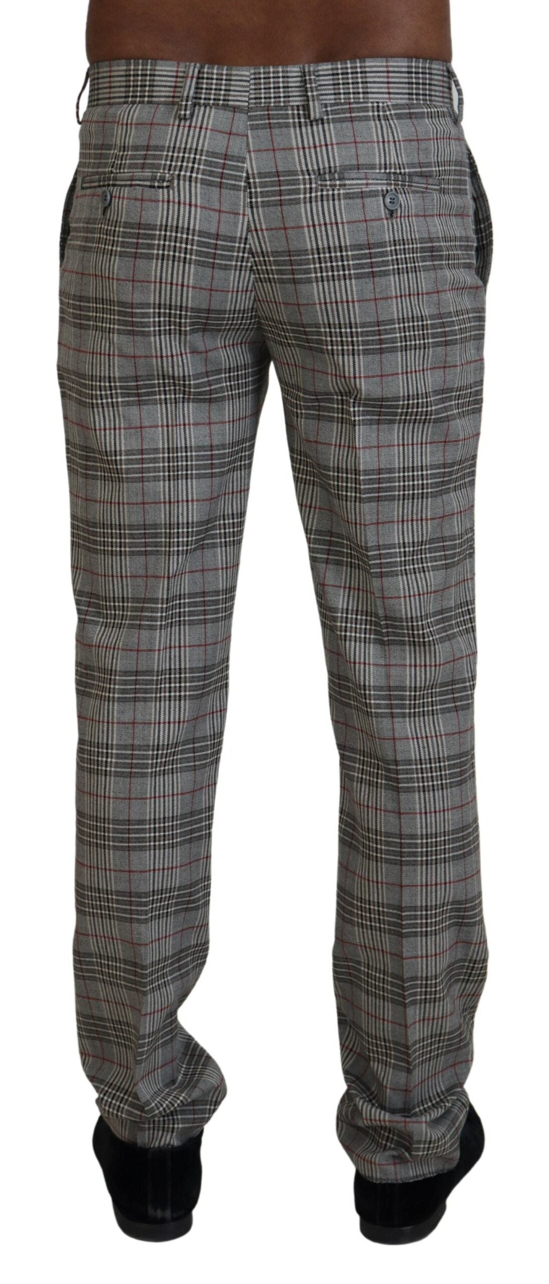 BENCIVENGA Elegant Gray Checkered Slim Men’s Pants - IT46 | S