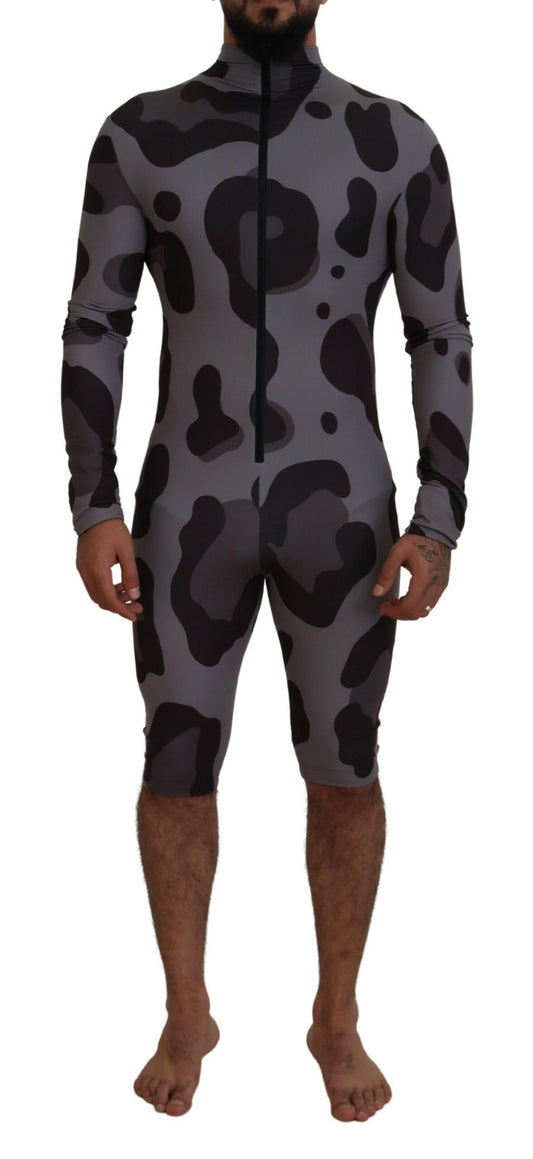 Dolce & Gabbana Elite Gray Patterned Men’s Wetsuit Swimwear - IT48 | M