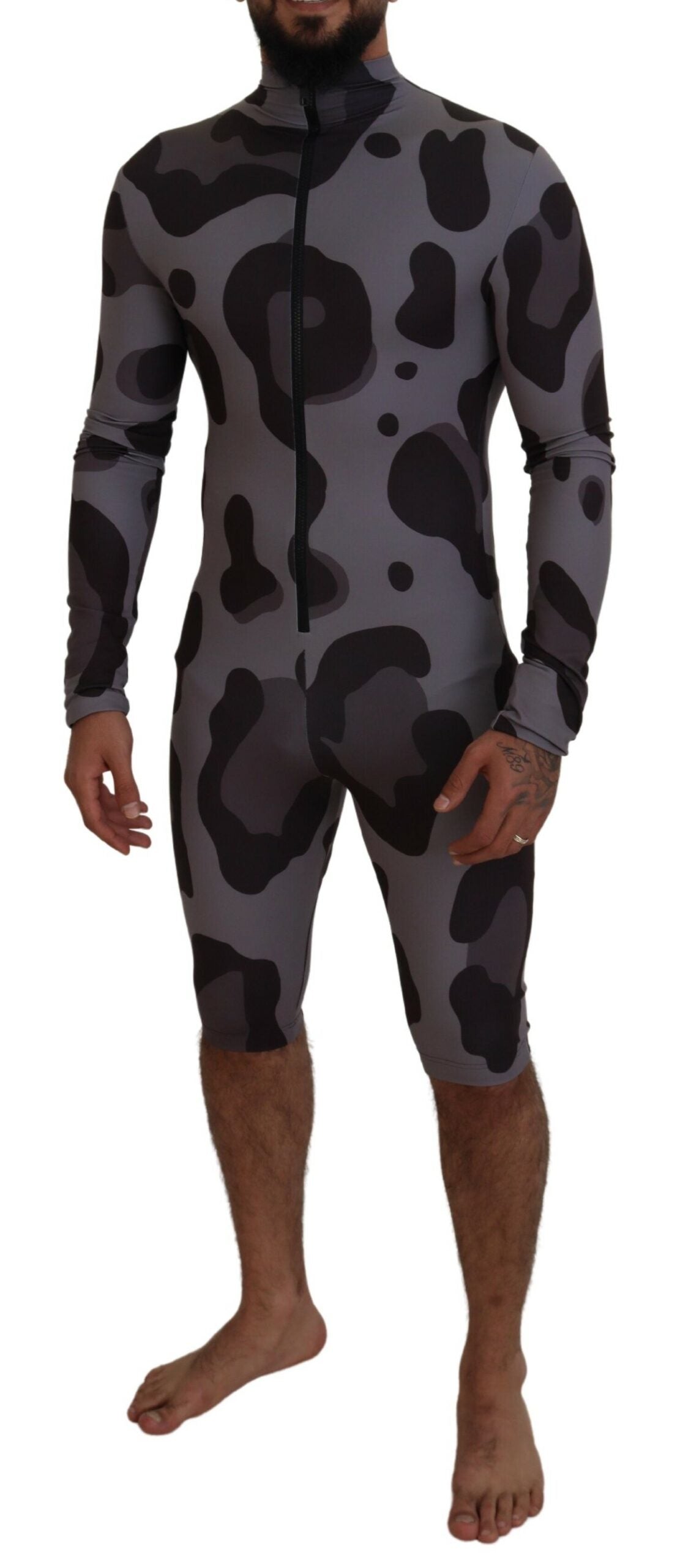 Dolce & Gabbana Elite Gray Patterned Men’s Wetsuit Swimwear - IT48 | M