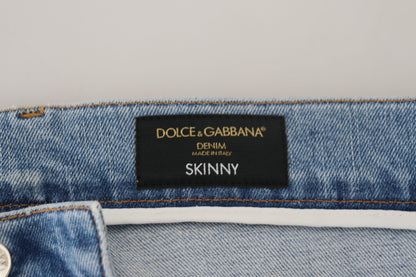 Dolce & Gabbana Elegant Slim Fit Light Blue Denim Pants - IT60 | 3XL