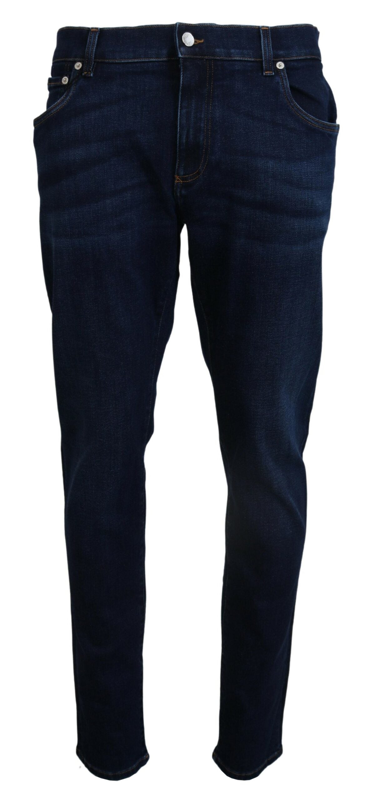 Dolce & Gabbana Elegant Slim Fit Dark Blue Denim Jeans - IT58 | XXL