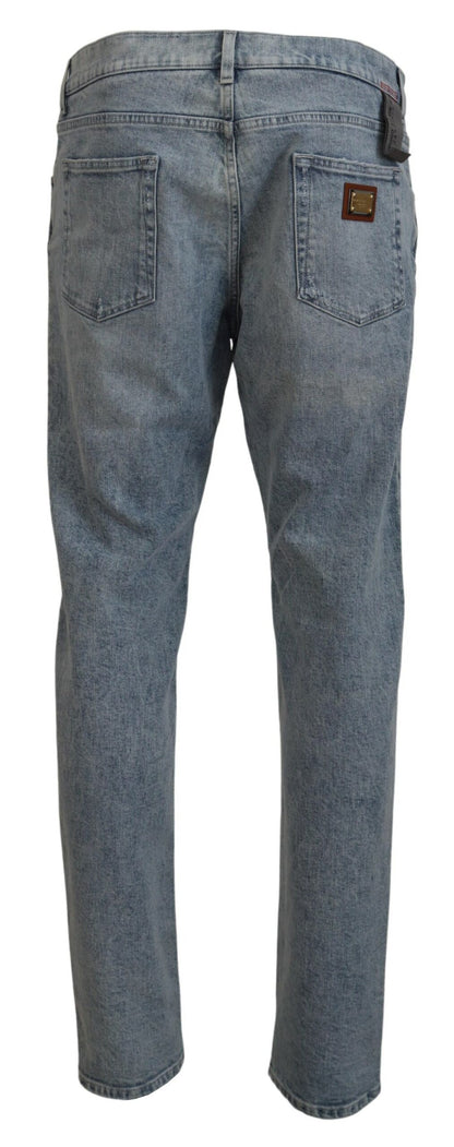 Dolce & Gabbana Elegant Slim-Fit Light Blue Denim Pants - IT56 | XXL