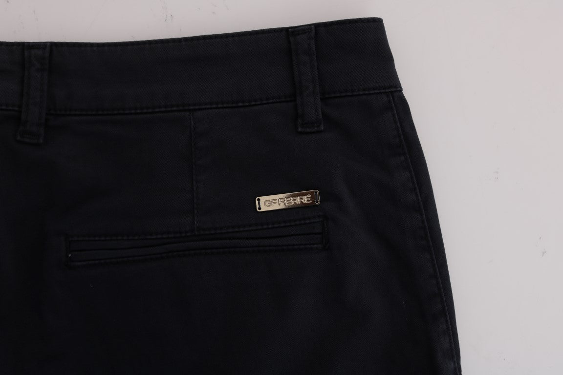 GF Ferre Chic Slim-Fit Blue Cotton Stretch Pants - IT54 | XXL