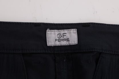 GF Ferre Chic Slim-Fit Blue Cotton Stretch Pants - IT54 | XXL