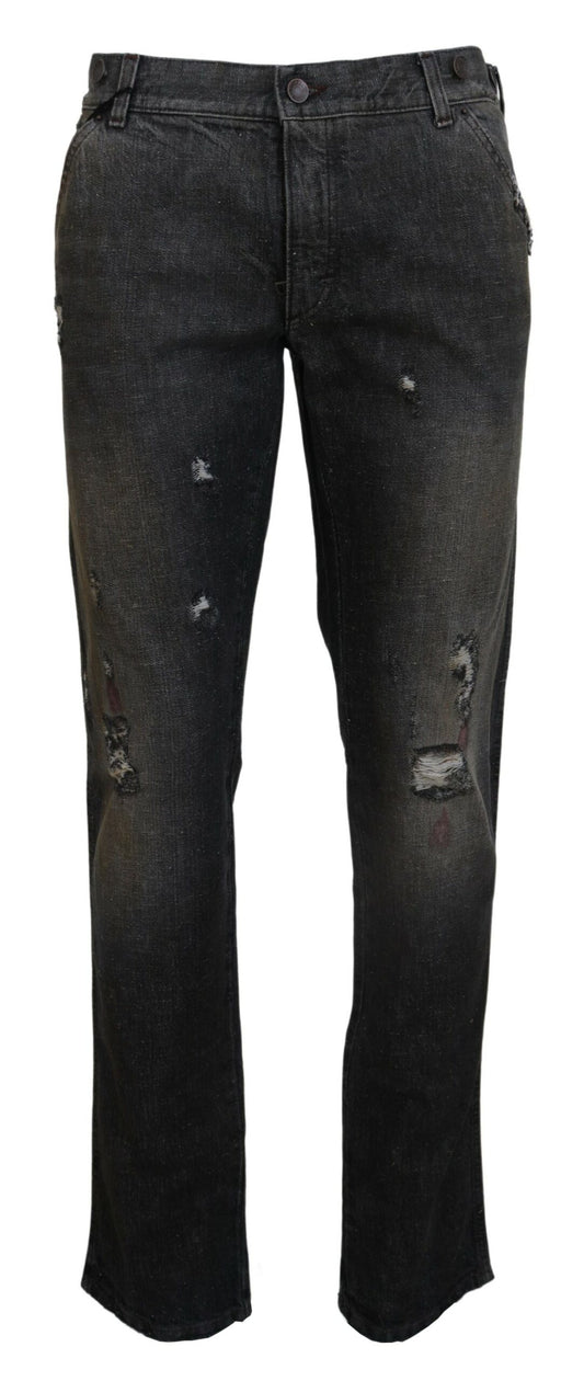 Dolce & Gabbana Exquisite Gray Denim Pants for the Modern Gentleman - IT54 | XXL