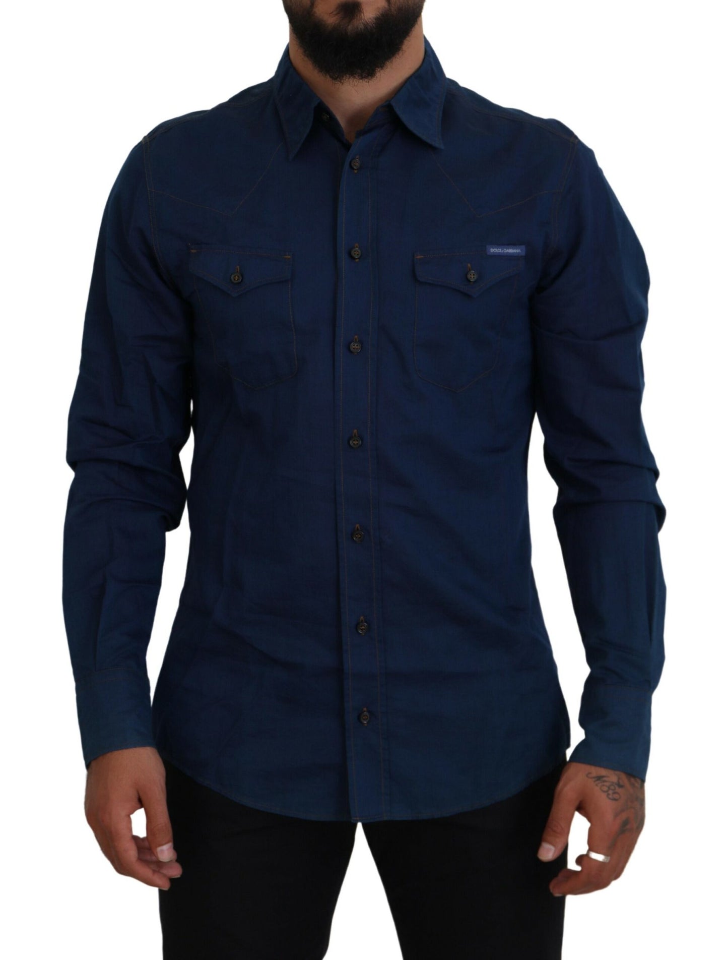 Dolce & Gabbana Elegant Blue Denim Casual Shirt - IT38 | XS