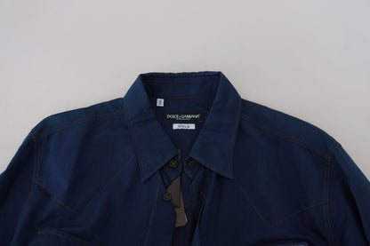 Dolce & Gabbana Elegant Blue Denim Casual Shirt - IT38 | XS