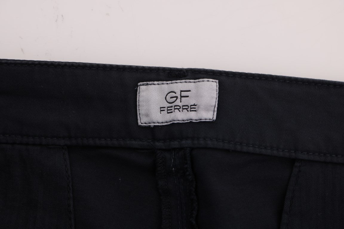 GF Ferre Sleek Blue Cotton Stretch Pants for