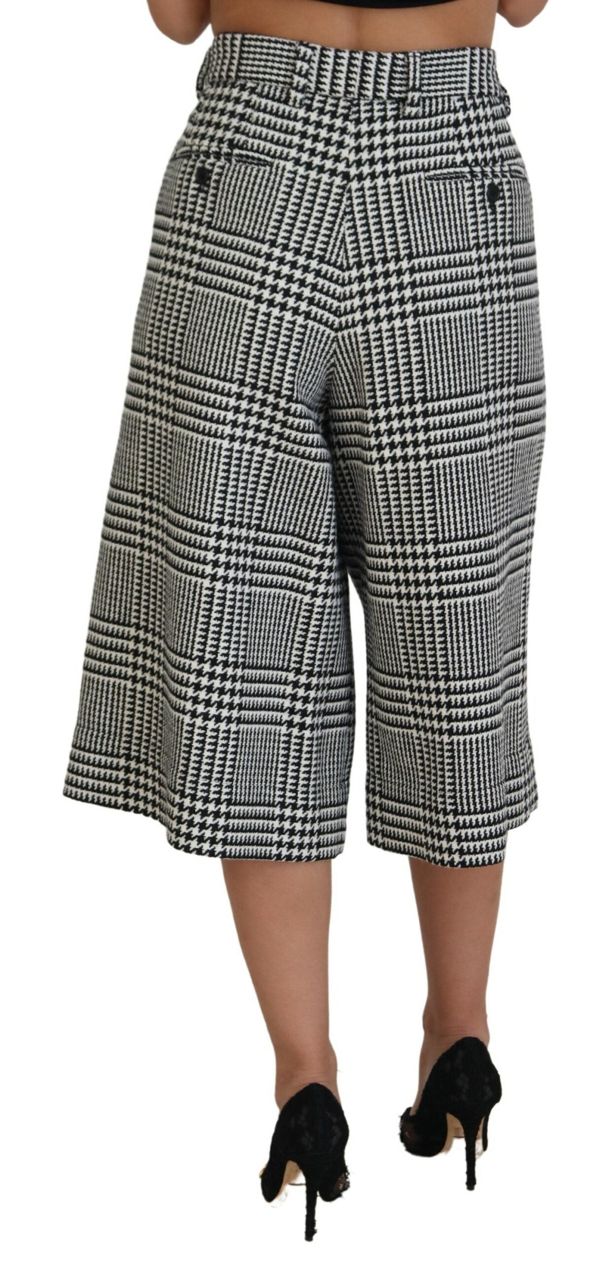 Dolce & Gabbana Elegant High Waist Plaid Midi Pants - IT48 | XL