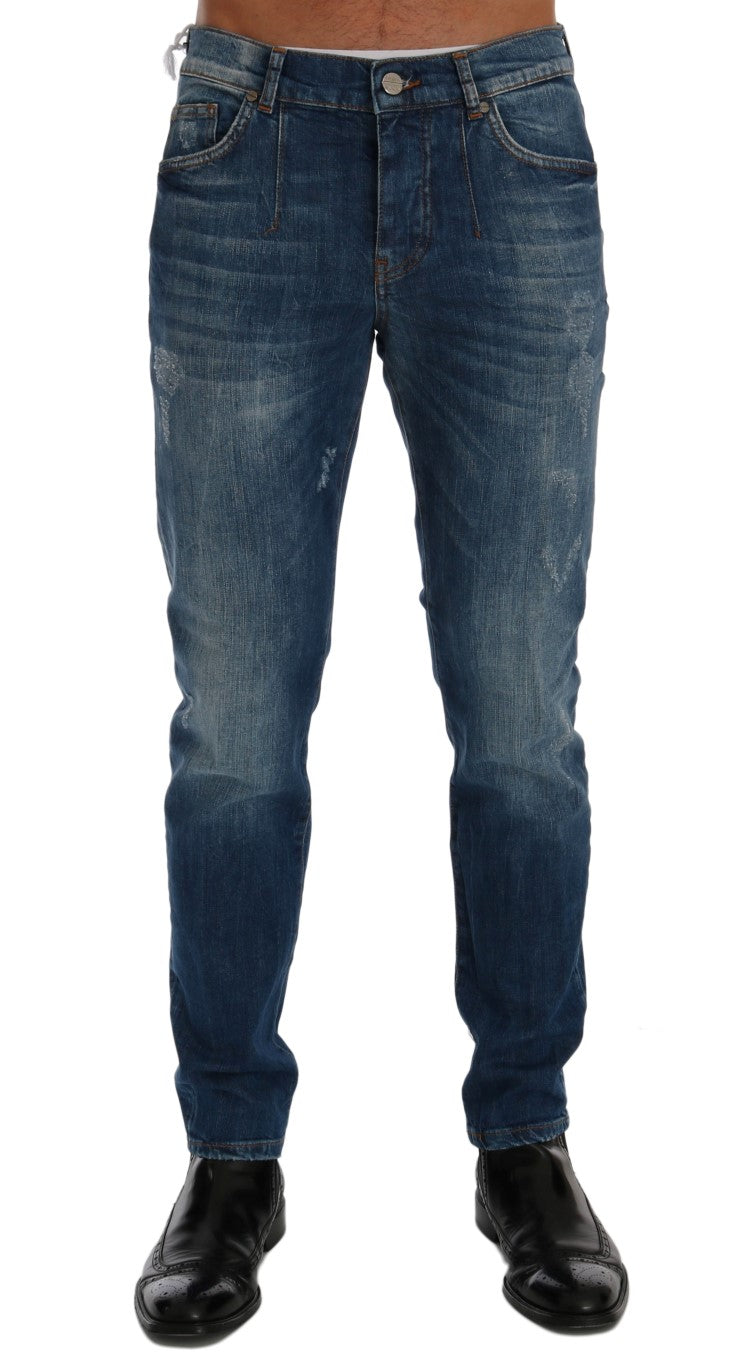 Frankie Morello Chic Slim Fit Blue Wash Jeans - W40