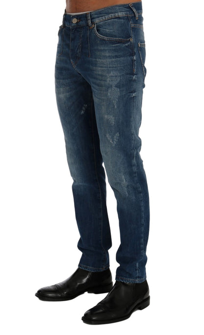 Frankie Morello Chic Slim Fit Blue Wash Jeans - W40